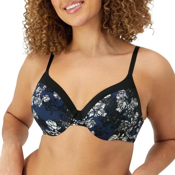 Maidenform Womens Comfort Devotion Full Cover Underwire Bra  Sz 34DD Blue Floral - Picture 1 of 8